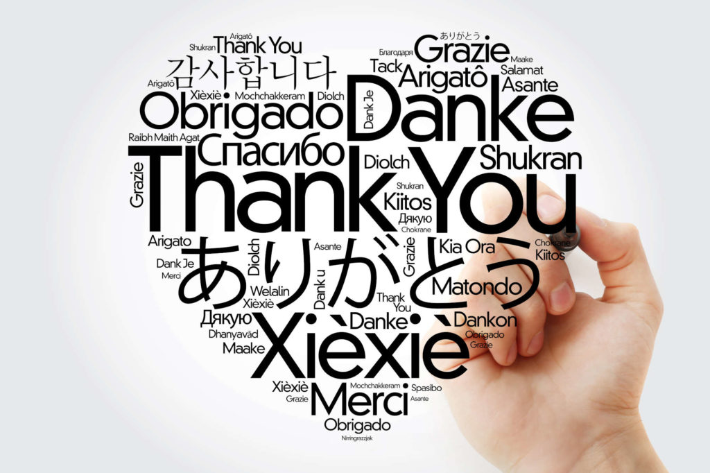 mehrsprachiges Danke in Herzform geschrieben